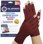 Dr. Arthritis Open-Finger Compression Gloves for Enhanced Joint Dexterity, Doctor-Developed Arthritis Gloves for Carpal Tunnel, Typing & Hand Pain Relief, Fingerless Gloves for Women & Men (Maroon)