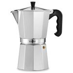 VonShef Stovetop Coffee Maker, 12 Cup Aluminium Italian Espresso Maker, 600ml Gas & Electric Stove Top Moka Pot with Replacement Gasket & Filter