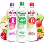 Get More Vits Still & Sparkling Water - Low Calorie, Sugar Free, & Multivitamin Fizzy Drink with Vitamin D, C, & B Vitamins - Pack of 12 Multi-Flavoured Water Multipack - 1 Litre Bottle, 3 Flavours