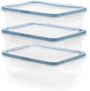 Snapware Total Solution 6 Piece Rectangle Plastic Food Storage Container Value Set, (3 x 8.5 Cup [2L] Containers with 3 x Tab Locking Lids) Opaque