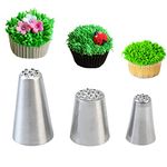 Tabiger Grass Piping Nozzles, 3-Pack Grass Icing Nozzles Set #233#234#234M Stainless Steel Large Piping Nozzles Tips Cake Decorating Tools Kit for Cupcakes Cream DIY Baking