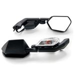 Krator Black Motorcycle Mirrors Turn Signals Left & Right Compatible with 2010 Kawasaki Ninja ZX10R