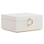 SONGMICS 2-Layer Jewelry Box, Jewelry Organizer with Handle, Removable Jewelry Tray, White UJBC165W01