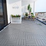 10PCS Indoor Outdoor Square Plastic Wood Flooring Tiles Patio Garden Pools Wooden Decks Slabs Decking Floor Interlocking Tiles,30cmx30cm (Grey)