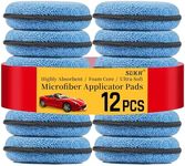 Sukh 12 Pack Microfiber Foam Car Wax Applicator Pad - Foam Applicator Pads Detailing Round 4.72 inch Polishing Sponges for Car Wax Applicator Pad Round Blue