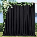 2 Pieces 5ftx10ft Black Polyester Backdrop Curtains Wedding Backdrop Drapes Photo Background Birthday Party Halloween Decorations