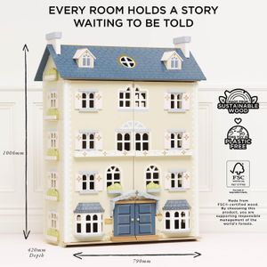 Le Toy Van Palace Wooden Dollhouse – Large Classic Playhouse