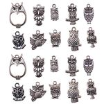 UR URLIFEHALL 50 Pcs 10 Styles Tibetan Antique Silver Charms Owl Charms Bird Charms Pendants for DIY Jewellery Making and Crafting