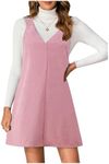 Milumia Women V Neck Corduroy Pinafore Overall Mini Dress Jumper Dress Dusty Pink Small