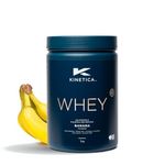 Kinetica Banana Whey Protein Powder | 1kg | 23g Protein per Serving | 33 Servings | Sourced from EU Grass-Fed Cows | Superior Mixability & Taste