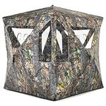 GYMAX Hunting Blind, 3 Persons Pop Up Ground Blind with Shooting Hole, Windows & Silent Sliding, 360 Degree See Through Portable Durable Hunting Tent, Camouflage Ground Blind for Deer Turkey Hunting