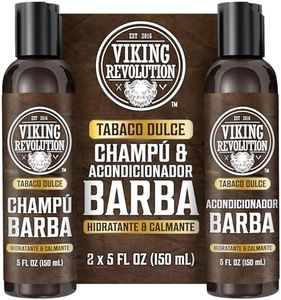Viking Revolution Juego Champú y Acondicionador Para Barba con Aceites de Argán y Jojoba - Champú Barba de Hombre que Suaviza y Fortalece - Tabaco Dulce (2 x 150 ml)