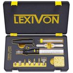 LEXIVON Butane Soldering Iron Multi-Purpose Kit | Cordless Self-Igniting Adjustable Flame 7-Tip Set | Pro-Grade (LX-770)