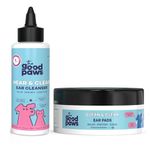 The Good Paws Ear Care Combo for Dogs & Cats | Clean & Clear Ear Pads (50 Wipes) + Hear & Clear Ear Cleanser (100ml) | Prevents Infections, Reduces Itching & Wax | Chamomile, Neem & Salicylic Acid