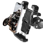 GoHZQ Bike Phone Holder Anti-Shake [Secure Lock] Motorbike Phone Mount, 360° Rotatable Motorcycle Handlebar Holder for 4.7"-6.8" Mobile Phone, Black