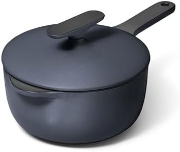 Caraway 1.8 qt Enameled Cast Iron Sauce Pan with Lid – Cast Iron Pot for Sauces, Grains & Reductions – Safe For Stovetop & Oven – Durable, Non-Toxic & Easy to Clean – Midnight Blue