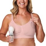 Bravado Designs Hands Free Pumping Bra & Nursing Bra 2-in-1 Seamless for Maternity & Breastfeeding, Soft Rose, Large