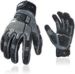 Vgo...…1Pair Leather Heavy Duty Work Gloves,Mechanics Gloves,Water Resistant,Impact Resistant,Anti-Vibration(L,Gray,CA7722WR)