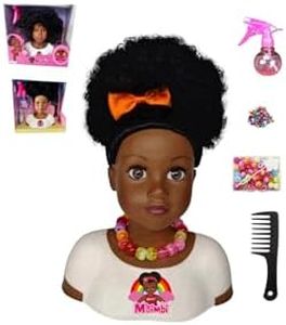 Black African Brown Styling Head Dolls with Curly Afro Hair and 5 Accessories, for Kids, Kids Toys for Ages 3 Up