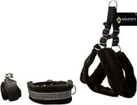 Eagle Pets Nylon Fur Dog Harness , Dog Collar & Leash . Adjustable (Small, Black)