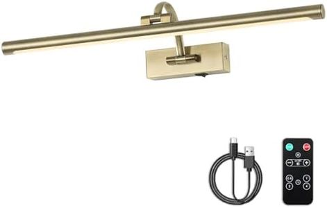 DESOOP Wireless Picture Lights Rechargeable Gallery Lighting Battery Picture Frame Light with Remote and Timer, Adjustable Art Light for Paintings, Portraits, Antique Bronze Finish 24'' Inch 5W 2700K