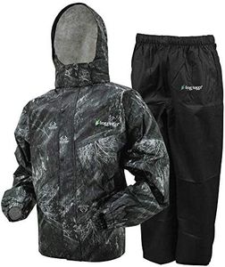 FROGG TOGGS Men's Standard Classic All-Sport Waterproof Breathable Rain Suit, Realtree Fishing Black, Large