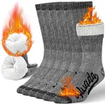 AIvada 80% Merino Wool Hiking Socks Thermal Warm Crew Winter Sock for Men Women 3 Pairs ML