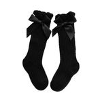 SYGA Baby Girls Mesh Nylon Bow Socks Suitable for Ages 0-3 Years(Black)