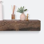 Fireplace Mantel, Rustic, Shelf, Floating Mantle, Real Wood, Beam, URBANDI (Dark Brown, 84Lx6Hx8D)