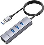 LENTION 3-Port USB 3.0 Hub with Gigabit Ethernet Adapter Compatible MacBook Air/Pro (Previous Generation), iMac, Surface, Chromebook, More Type A Laptops - Ultra Slim (CB-H23s-0.5M, Space Gray)