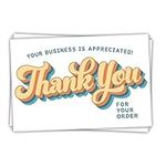 50 Fun Retro 4x6 Thank You for Your Order Cards - Customer Thank You Cards With Vintage Typography - Small Online Business Package Insert