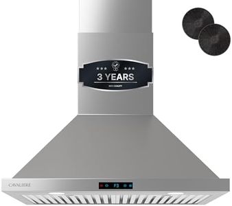 CAVALIERE Digital 462 CFM Wall Mount Range Hood 30 Inch, 3-Year Warranty, Enhanced Stainless Steel, Ducted/Ductless Range Hood Convertible (Kit Included), LED Lights, Baffle Filter, Touch Controls