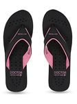 DOCTOR EXTRA SOFT Chappal Care Orthopaedic and Diabetic Comfort Doctor Flip-Flop and House Slipper's for Women's OR-D-18-Black Pink-8 UK