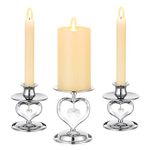 Unity Candle Holders for Wedding Ceremony Set - Romadedi Heart Candle Stand Silver Metal for Pillar Candlestick Unity Bride Candles Centerpiece Deocr Reception and Ceremony Deocration Gift