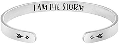 Confirmation Gifts for Her Christian Bracelets for Women Encouragement Birthday Christmas Gifts for Women Men Cuff Bangle with Saying I Am The Storm