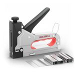 BUILDSKILL 4 in 1 Stapler Gun for Heavy Duty use | Comes with T, U, D & I Type Nails | Ergonomic Soft Rubber Handle | Manual Stapler Machine for Upholstery, Carpentry, Fixing Material