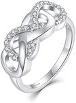 JO WISDOM Double Infinity Promise Ring for Her for Women Sterling Silver Cubic Zirconia Wedding Engagement Bands Ring, Sterling Silver, Cubic Zirconia,