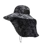 Outdoor Sun Hat for Men with 50+ UPF Protection Safari Cap Wide Brim Fishing Hat with Neck Flap, for Dad (Camouflage)