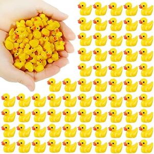 EKisemio 200 Pieces Mini Resin Ducks Yellow Tiny Duckies for School Project Accessories Miniature Characters Fairy Garden Landscape Aquarium Dollhouse Potted Plants Decorations