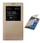 SkyTree Double Window PU Leather Flip Cover with Hardshell Kickstand Case for Samsung Galaxy Grand 2, Gold