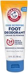 Arm & Hammer Cream to Powder Foot Deodorant, 24 Hour Protection Odor & Wetness Protection, Apply as Cream Dries to Powder