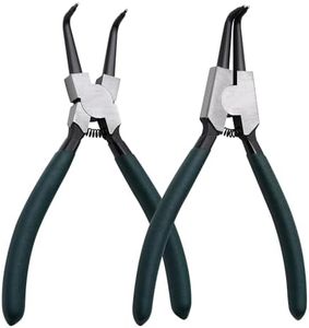 Snap Ring Pliers Set, 2pcs 7" Internal/External Circlip Pliers Kit with Bent Jaw, Heavy Duty Precision Spring Loaded Pliers for Ring Remover Retaining and Remove Hoses, Gaskets