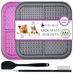 Fribix Lick Mat for Dogs & Cats - 2 Dog Lick Mats - Dog Slow Feeder with Powerful Suction for Anxiety - Chew Safe Food Grade Silicone is Used - BPA Free Dog Food Mat - Lickimat for Bathing & Training