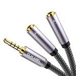 Headphone Splitter, Strong Braided & Gold-Plated 3.5mm Stereo Audio Y Splitter Cable 4-Pole Male to 2-Female Port Audio Stereo Cable Dual Headphone Jack Adapter -DuKabel Top Series