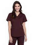 Cherokee Scrubs for Women Workwear Professionals V-Neck Top, Soft Stretch WW665, L, Espresso