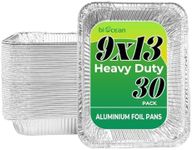 BIOCEAN Aluminum Pans 9x13 Inch 30 Pack, Extra Heavy Duty Foil Pans with Half Size Deep Steam Aluminum Tray Tin Foil Pans for Prepping Food, Storing Heating, Cooking, Baking, Roasting