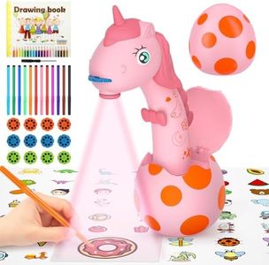 KETIEE Unicorn Drawing Projector Toys for Ages 5-7: Tracing and Drawing Projector for Kids with Cute Unicorn Look, Smart Art Sketcher Projector with 96 Stencils, Toddler Toys for Girls Boys 3+ (Pink)