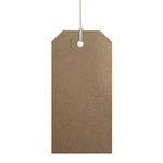 Swift Strung Tags Brown Reinforced Card Clothing Parcel Label String Hanging Gift Swing Tickets Kraft Hang Price Labelling 108mm x 54mm (Pack of 100)