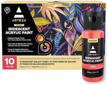ARTEZA Iridescent Acrylic Paint Set, 60 ml Bottles, 10 Chameleon Colors, High Viscosity Shimmer Paint, Water-Based, Blendable, for Canvas, Wood, Rocks, Fabrics, Ceramics & Glass