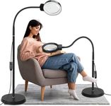 10X 30X Magnifying Glass with Light and Stand, Floor Standing LED Magnifying Lamp with 72 LEDs, Stepless Gooseneck 360° Rotation, 3 Color Modes, 10 Brightness Levels for Reading, Repair, Hobby, Craft